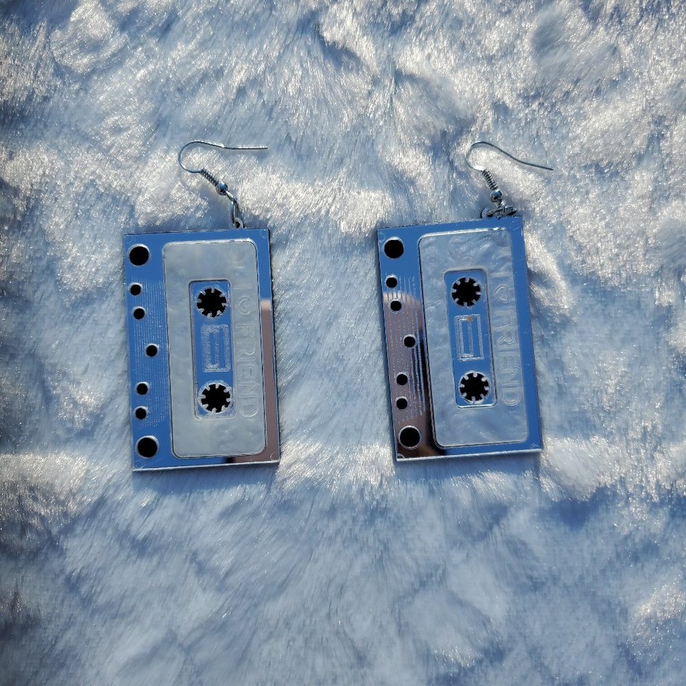 Silver Cassette Tape Earrings!!!